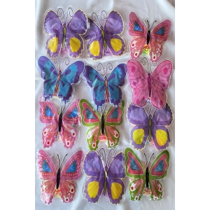 12li Karışık Renk Kelebek Figürlü Lastik Toka Set