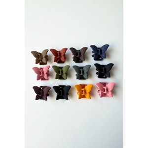 12li Karışık Renk Kelebek Figürlü Mandal Toka Set