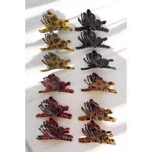 12li Karışık Renk Kelebek Figürlü  Mandal Toka Set