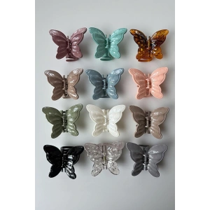 12li Karışık Renk Kelebek Figürlü Mandal Toka Set