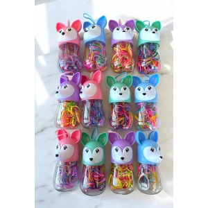 12li Karışık Renk Köpek Figürlü Lastik Toka Set