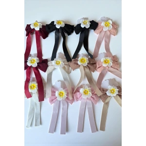 12li Karışık Renk Kurdele Figürlü Çiçek Detaylı Otomat Toka Set