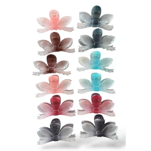 12li Karışık Renk Kurdele Figürlü Kemik Mandal Toka Set