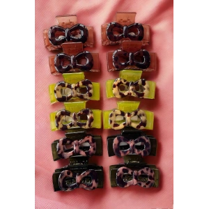 12li Karışık Renk Kurdele Figürlü Mandal Toka Set