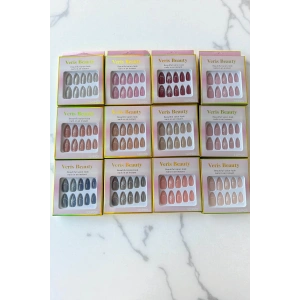 12li Karışık Renk Kurdele Figürlü Takma Tırnak Seti