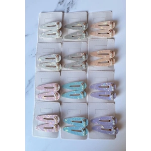 12li Karışık Renk Kurdele Ve İnci Detaylı Yan Toka Set