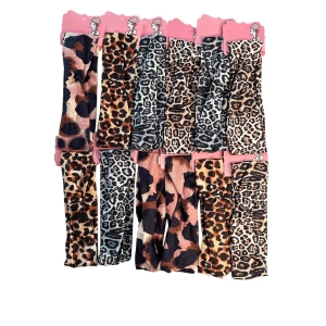 12li Karışık Renk Leopar Desenli Düğüm Detaylı Saç Bandı