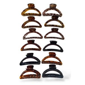 12li Karışık Renk Leopar Desenli Mandal Toka Set