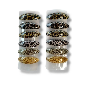 12li Karışık Renk Leopar Desenli Otomat Toka Set