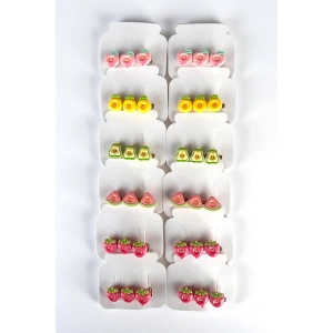 12li Karışık Renk Meyve Figürlü Yan Toka Set