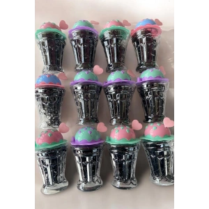 12li Karışık Renk Mılkshake Figürlü Lastik Toka Set