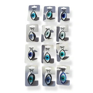 12li Karışık Renk Nazar Boncuk Figürlü Mandal Toka Set