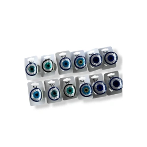 12li Karışık Renk Nazar Boncuk Figürlü Mandal Toka Set