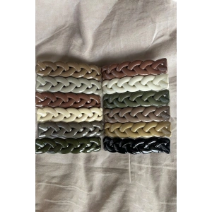 12li Karışık Renk Örgü Detaylı Pens Toka Set