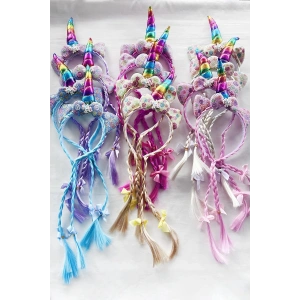 12li Karışık Renk Örgü Detaylı Unicorn Taç