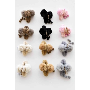 12li Karışık Renk Peluş Mandal Toka Set