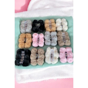 12li Karışık Renk Peluş Mandal Toka Set