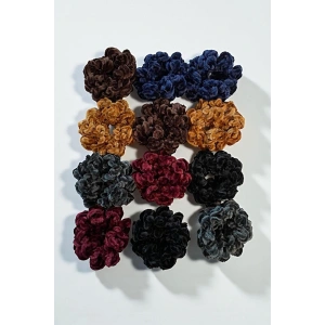 12li Karışık Renk Peluş Simit Toka Set