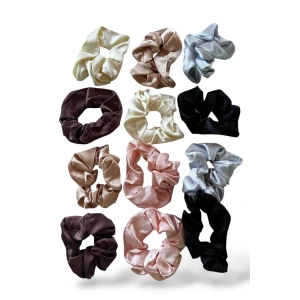 12li Karışık Renk Saten Simit Toka Set