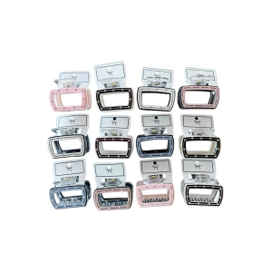 12li Karışık Renk Taş Detaylı Mandal Toka Set