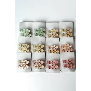 12li Karışık Renk Taş Detaylı Yan Toka Set