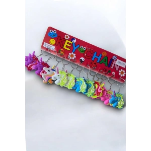 12li Karışık Renk Unicorn Figürlü Anahtarlık Set