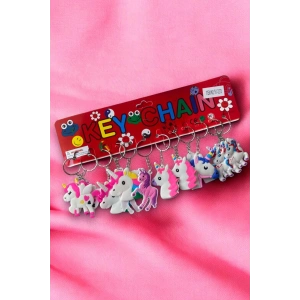 12li Karışık Renk Unicorn Figürlü Anahtarlık Set