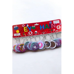 12li Karışık Renk Unicorn Figürlü Ayna Detaylı Anahtarlık Set