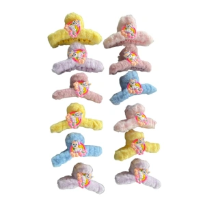 12li Karışık Renk Unicorn Figürlü Peluş Toka Set