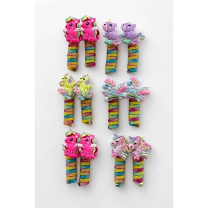 12li Karışık Renk Unicorn Figürlü Spiral Yaylı Toka Set