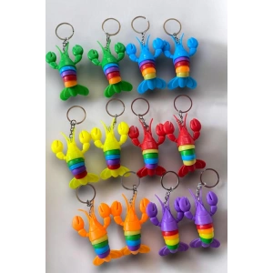 12li Karışık Renk Yengeç Figürlü Anahtarlık Set