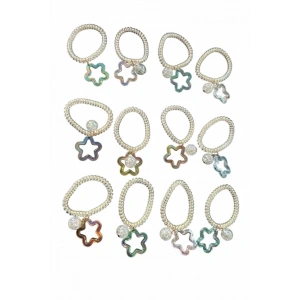 12li Karışık Renk Yıldız Figürlü Helezon Toka Set