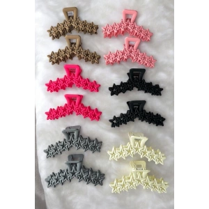 12li Karışık Renk Yıldız Figürlü Mandal Toka Set