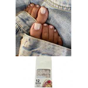 12li Krem Renk Takma Tırnak Set (Yapıştırıcılı)