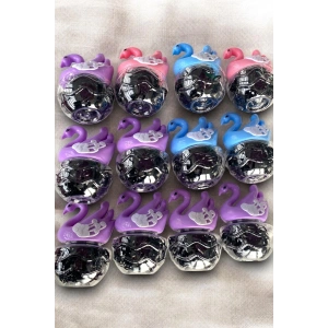 12li Kuğu Figürlü Siyah Renk Perma Lastik Toka