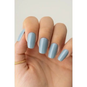 12li Mavi Renk Kedi Gözü Yansımal Takma Tırnak Set (Yapıştırıcılı)