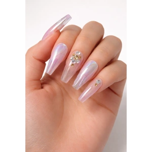 12li Mor Renk Jel Görünümlü Takma Tırnak (Yapıştırıcılı)