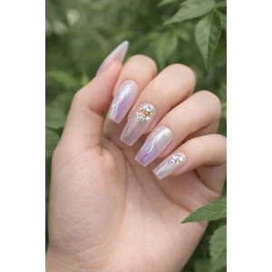 12li Mor Renk Jel Görünümlü Takma Tırnak (Yapıştırıcılı)