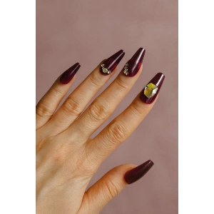 12li Mor Renk Taş Detaylı Takma Tırnak (Yapıştırıcılı)