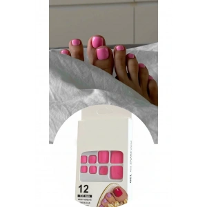 12li Pembe Renk Takma Tırnak Set (Yapıştırıcılı)