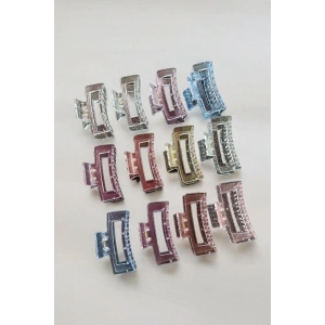 12li Şeffaf Renk Sim Detaylı Mandal Toka Set