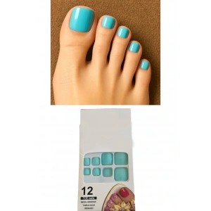 12li Turkuaz Renk Takma Tırnak Set (Yapıştırıcılı)