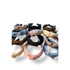 12´li Karışık Renk Düğüm Detaylı Saten Taç Set