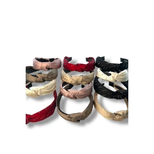 12´li Karışık Renk Taşlı Düğüm Detyalı  Taç Set