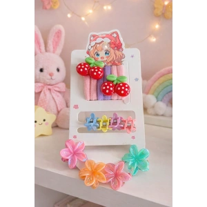 14lü Çiçek Ve Kiraz Figürlü Çocuk Toka Set