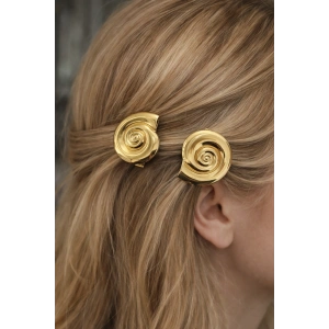 2li Altın Renk Deniz Kabuğu Figürlü Yan Toka