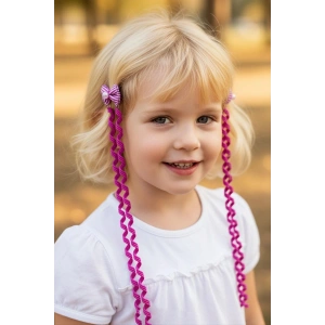 2li Fuşya Renk Kurdele Figürlü Çocuk Yan Toka