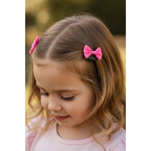 2li Fuşya Renk Kurdele Figürlü Saçsız Bebek Tokası