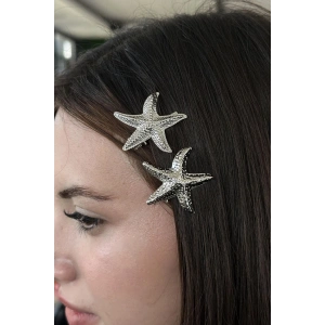 2li Gümüş Renk Deniz Yıldızı Figürlü Metal Pens Toka