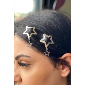 2li Gümüş Renk Yıldız Figürlü Yan Toka Set